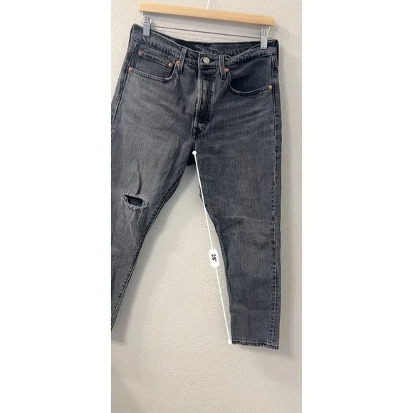 Levi's 501 Black Distressed Button Fly High rise Jeans Womens Size W30 L28 - Picture 6 of 7